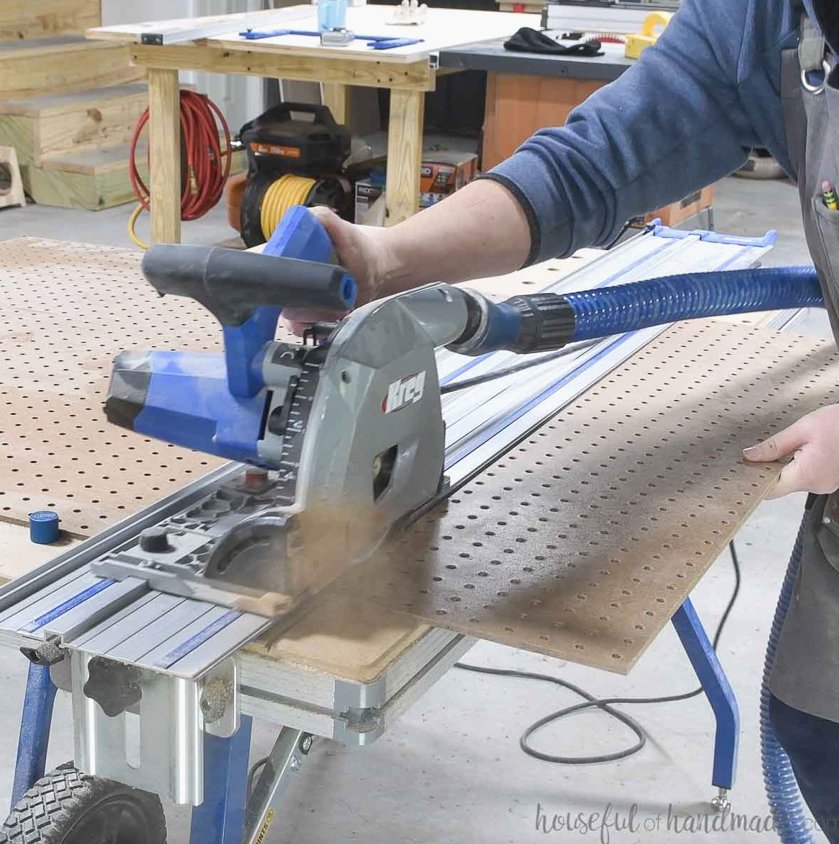 Cutting pegboard on the Kreg ACS. 