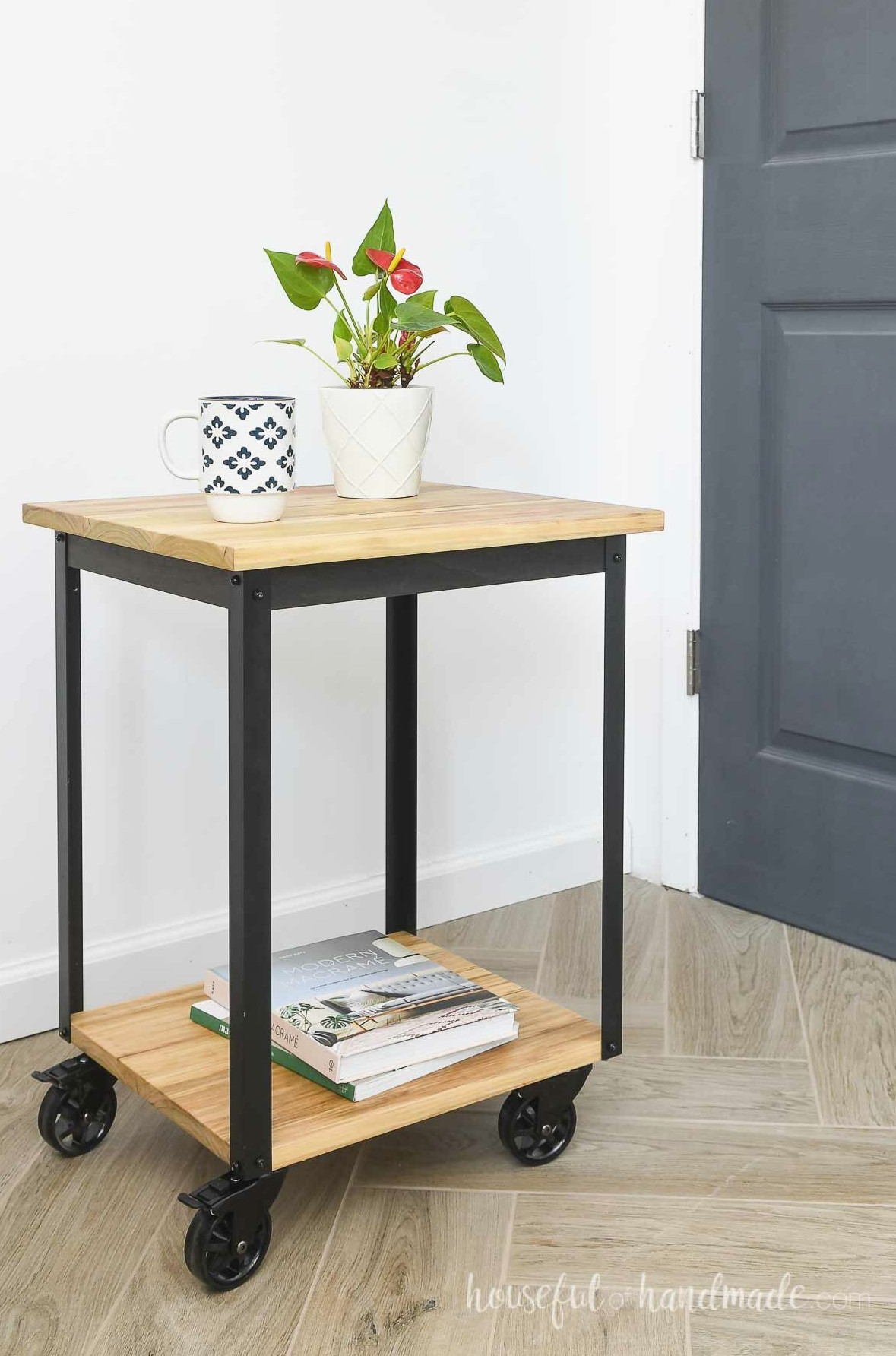 Small side table built from one board. 
