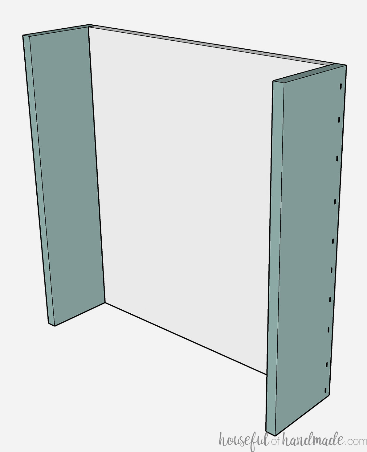 Illustration showing the front and back being attached to the spice cabinet insert. 