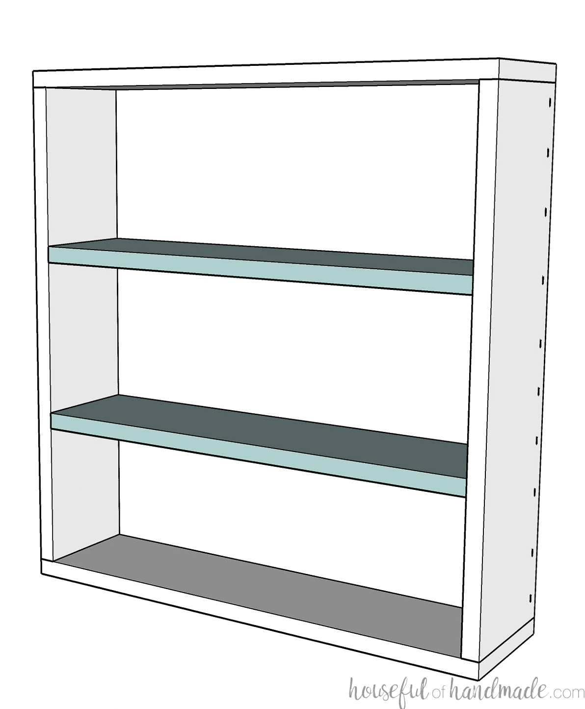Illustration showing shelves installed in the spice rack. 