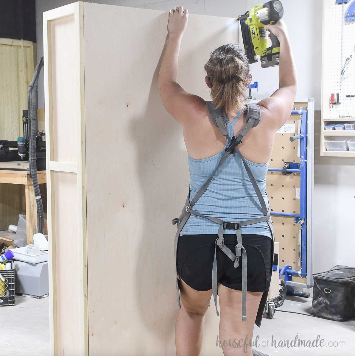 Installing 1/4" plywood on the back.