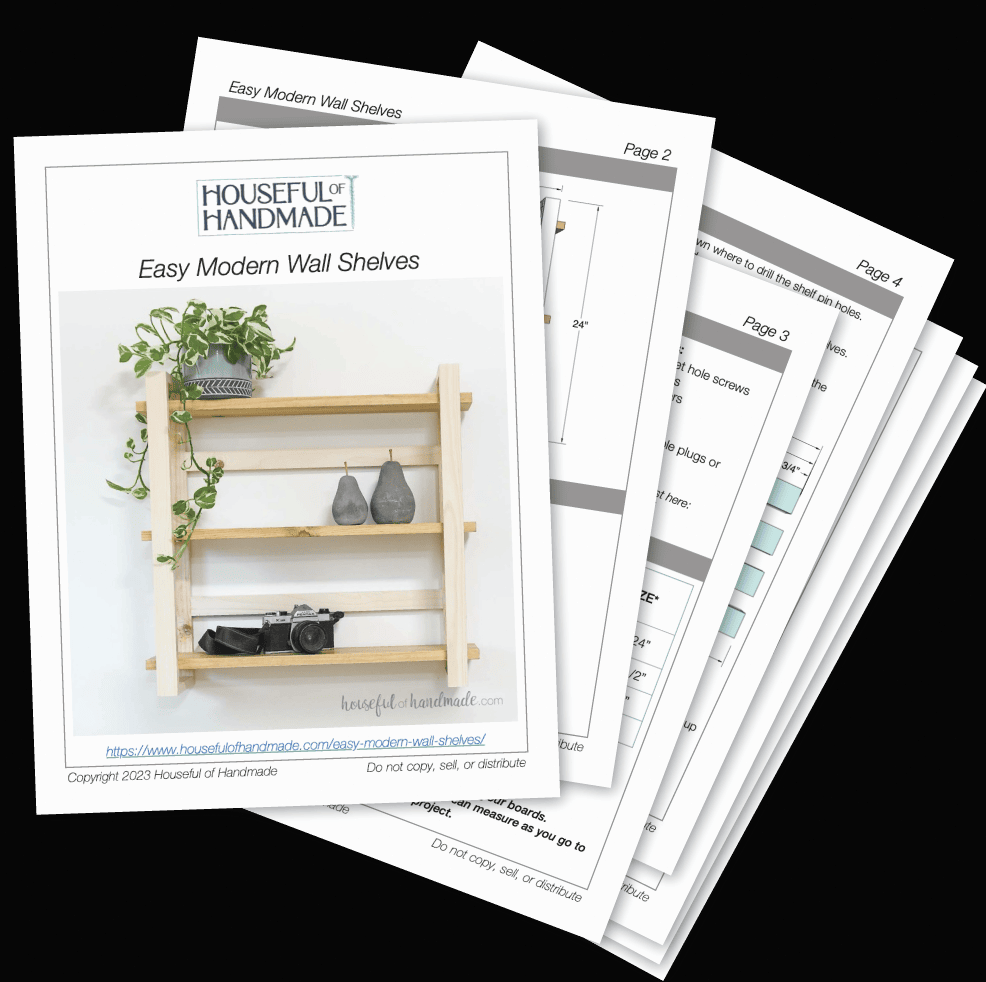 PDF plans for contemporary wall mounted shelves.