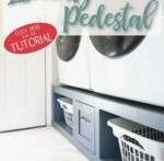 Washing machine pedestal with text overlay "easy to build laundry pedestal".