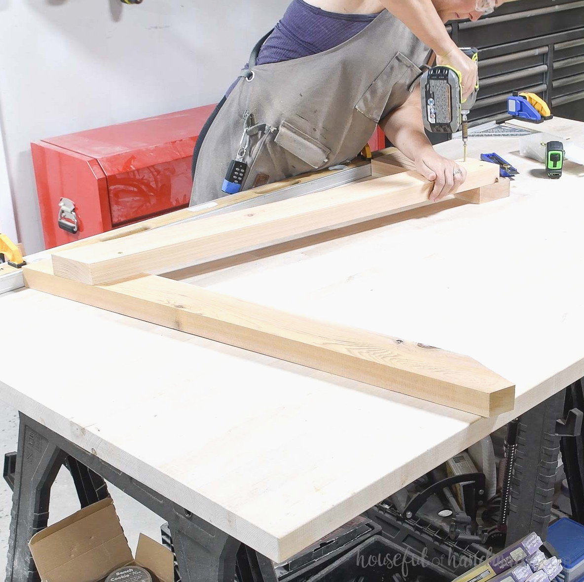 Building the second side piece as a mirror image of the first.