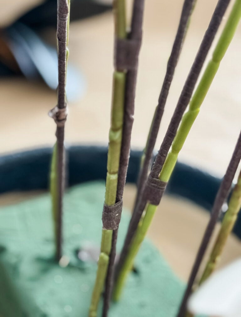 artificial flower stem closeup