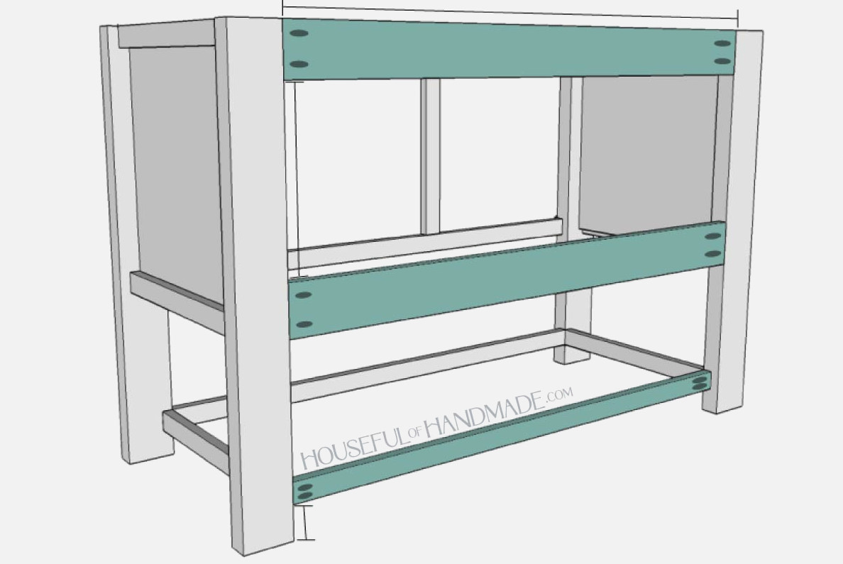 Installing the back supports on the vanity. 
