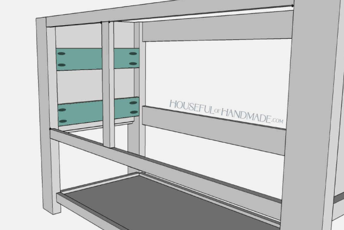 Installing supports in the drawer area for the drawer slides. 