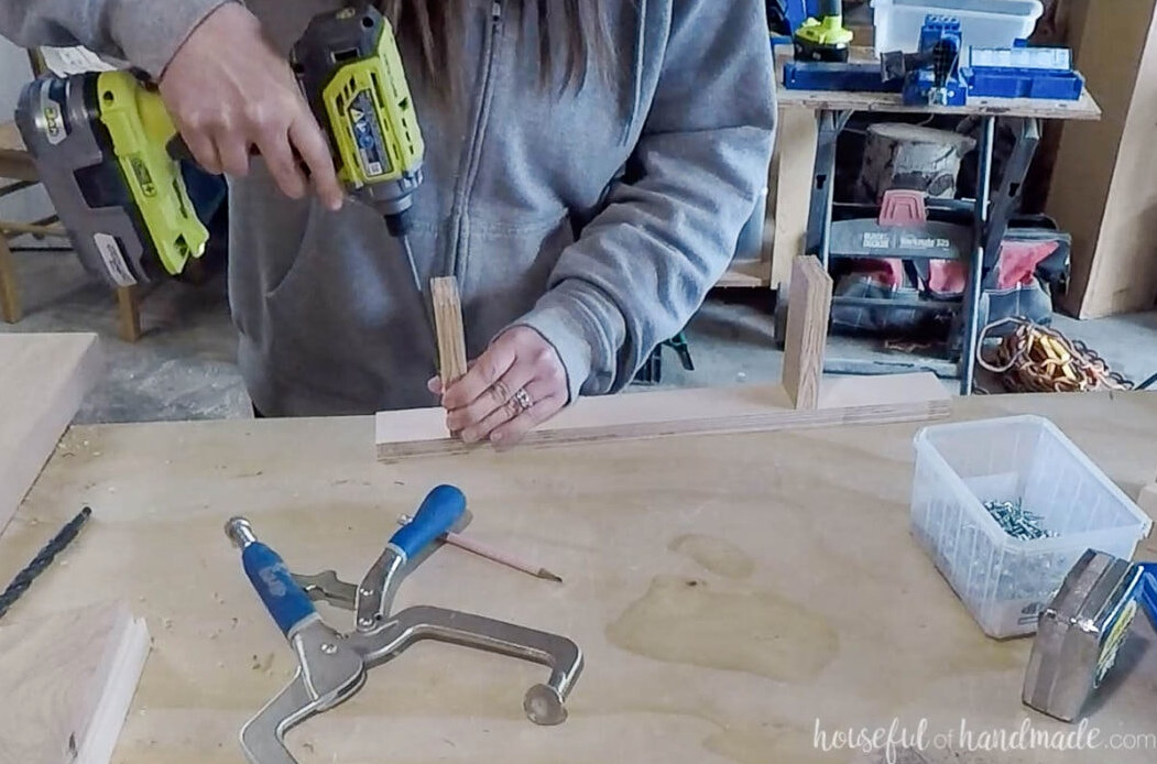 Constructing a jig to put together the bench’s X-legs. 