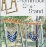 Complete DIY hammock chair stand guide with an image of the 3D design and completed project.