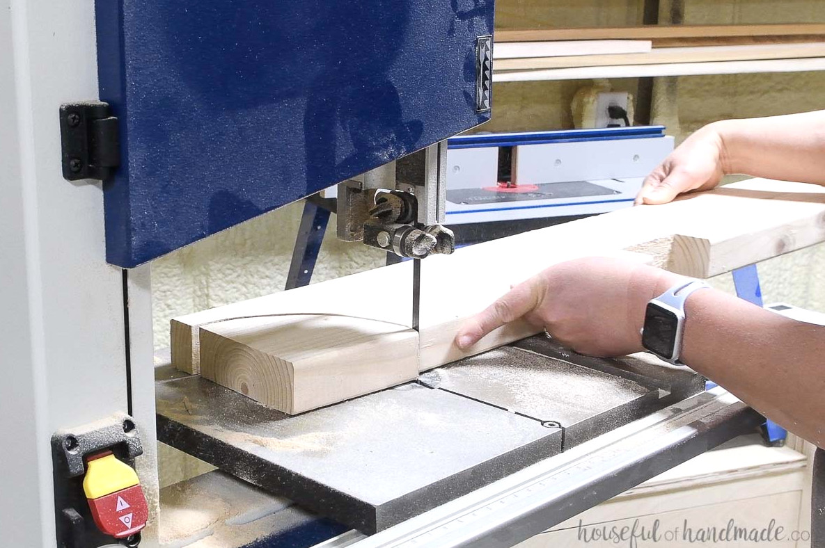 Cutting the curve with a bandsaw.