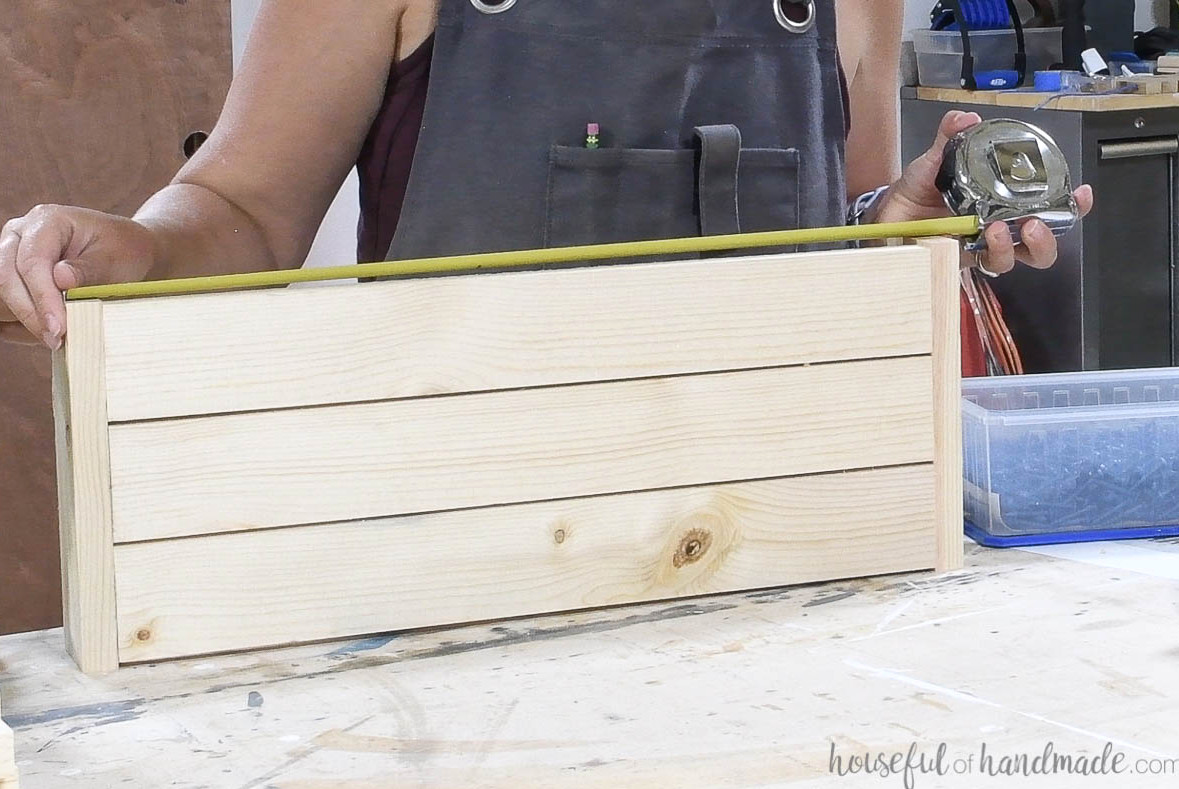 Measuring the length needed to cut the front boards.