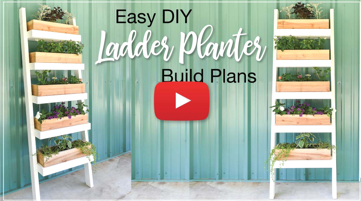 Thumbnail for YouTube video for DIY ladder planter build.