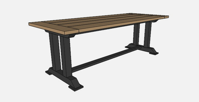 SketchUp image of the outdoor trestle table project