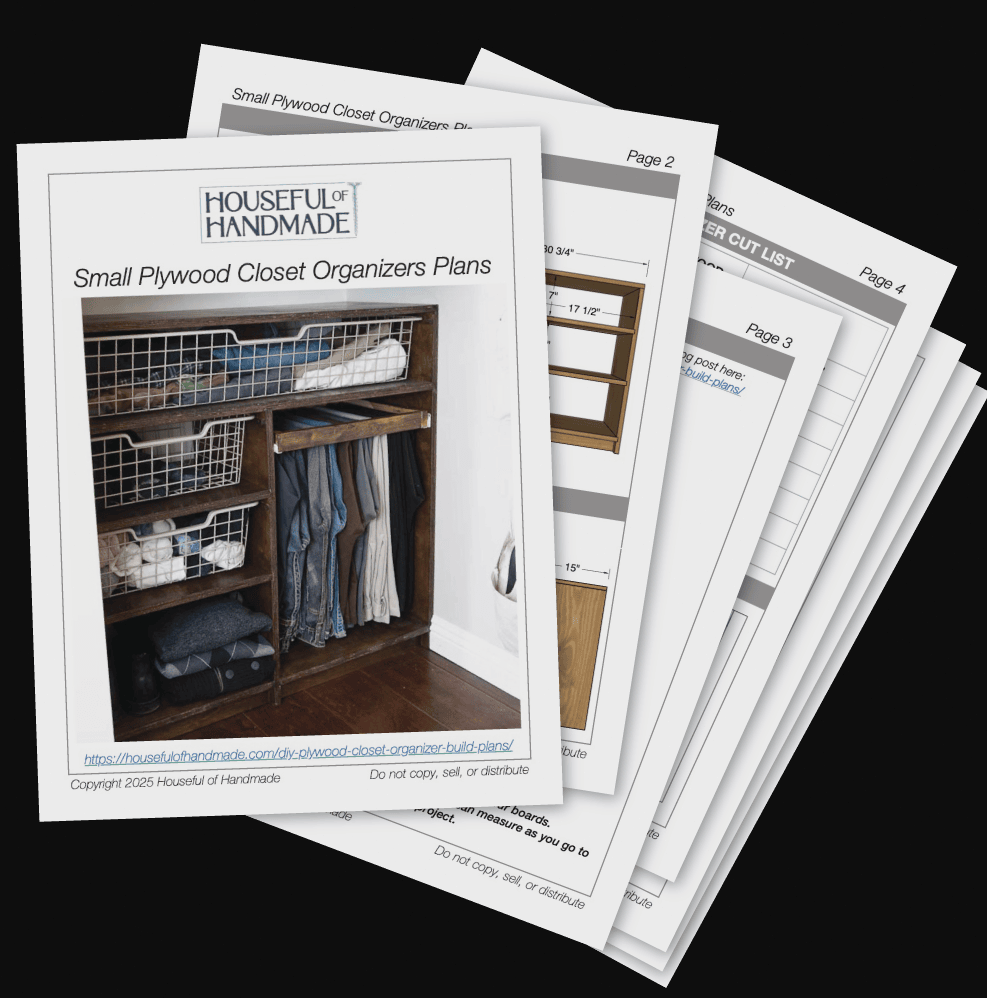 PDF plans for the compact closet organizer cabinets.