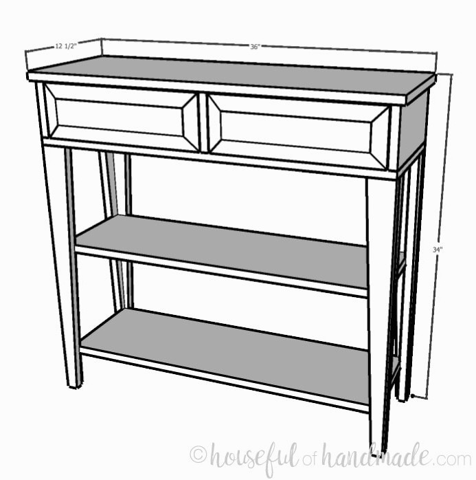Construction plans for a compact console table. Housefulofhandmade.com