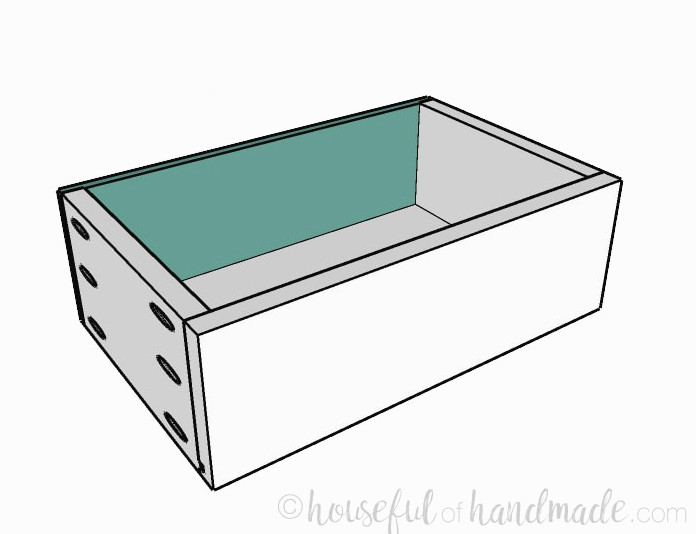 Small console table plans step 10: attaching the decorative drawer fronts. Housefulofhandmade.com