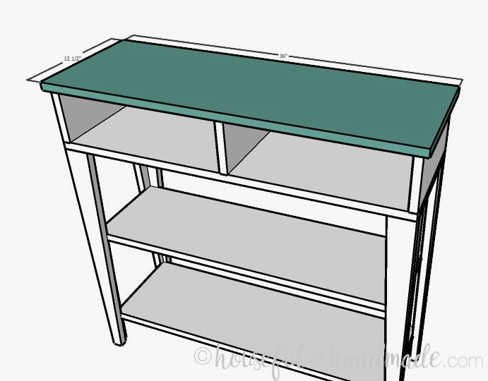 Small console table build step 5: attaching the console top. Housefulofhandmade.com