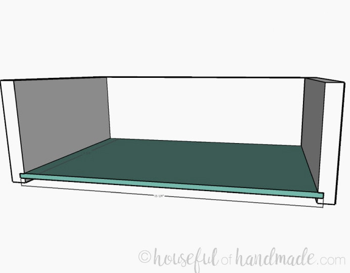 Small console table plans step 9: adding the drawer bottom. Housefulofhandmade.com