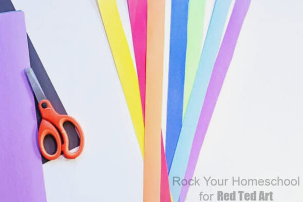rainbow strips of paper