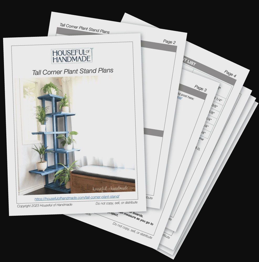 PDF plans for a corner plant stand measuring 6' tall.