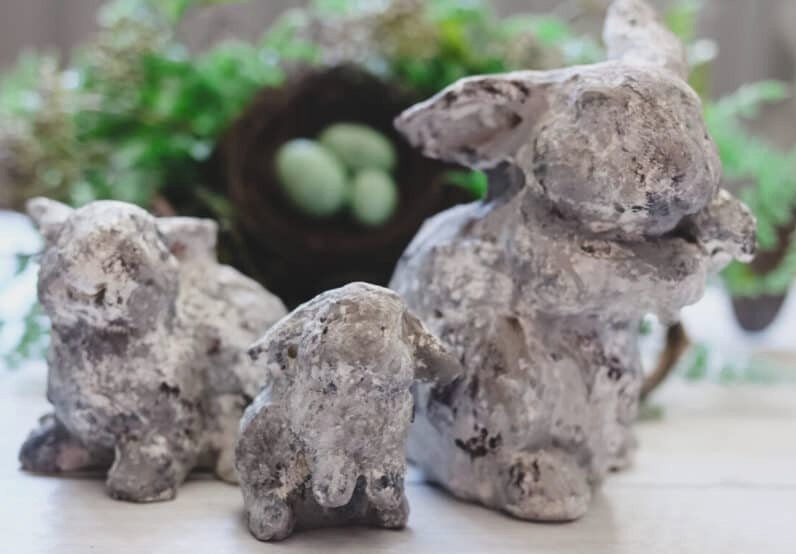Easter bunny cement statues
