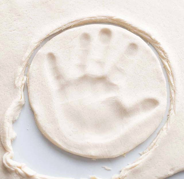 Cut out the Handprint from Salt Dough