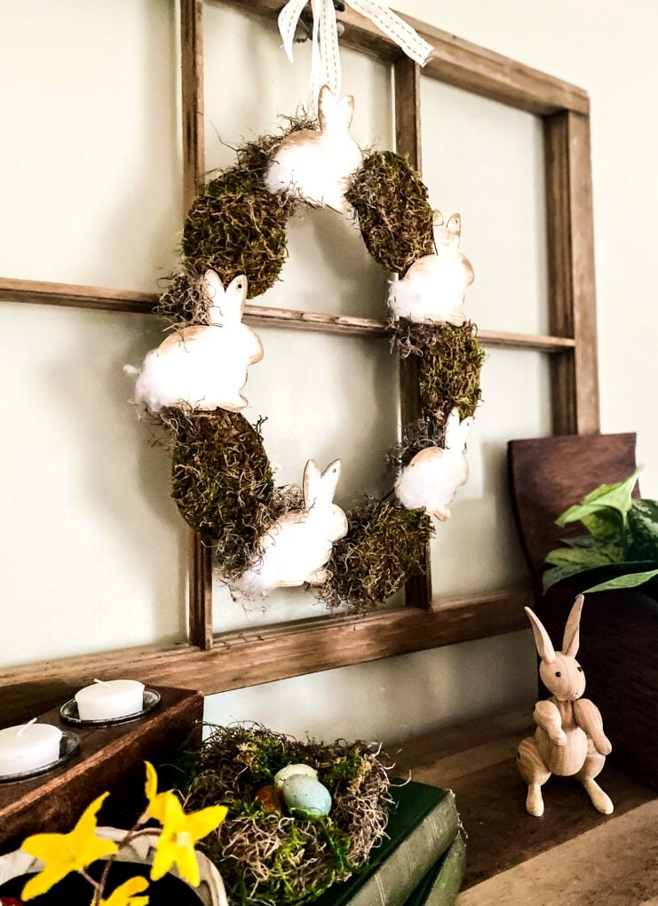 Spring bunny and egg wreath