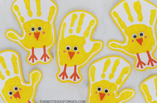 Easter Chick Handprint Art