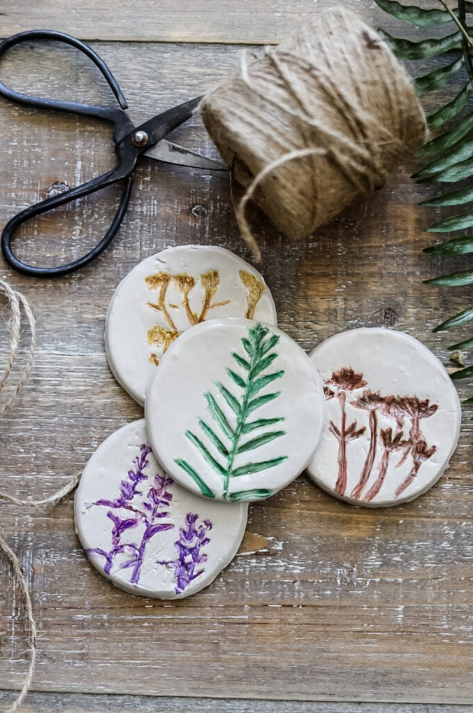 air-dry botanical imprint coaster set