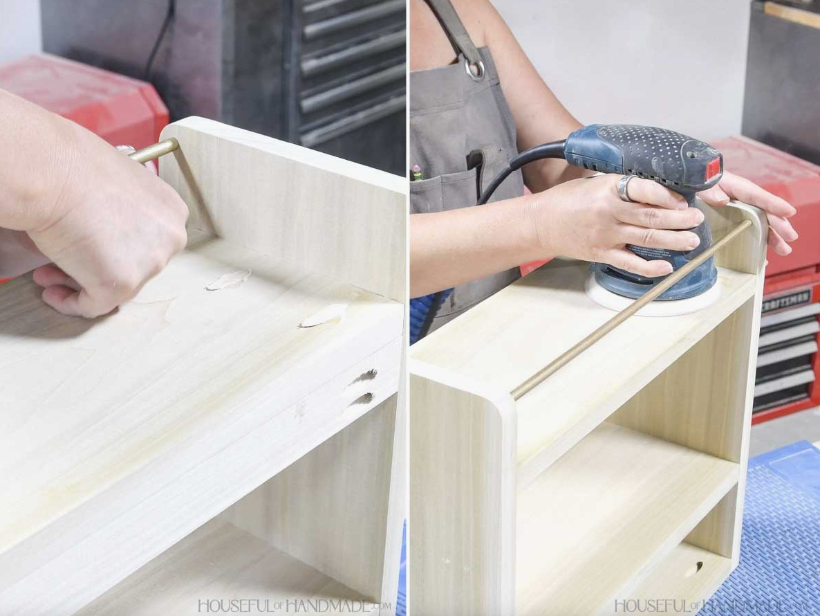 Filling pocket holes with plugs.