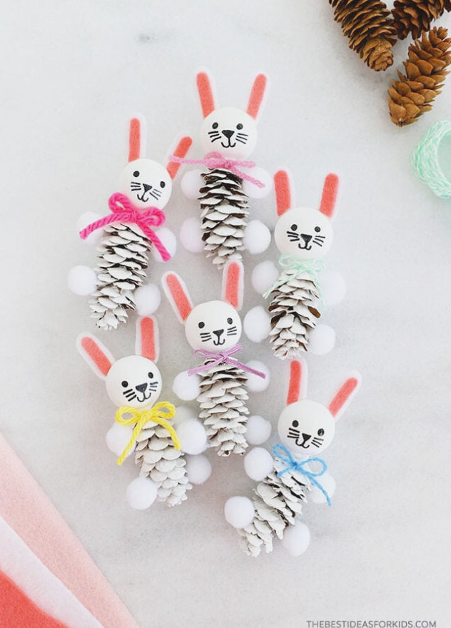 Bunny Pine Cone Craft