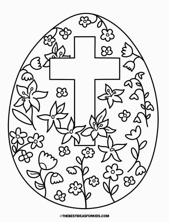 Easter Egg with Cross Coloring Page
