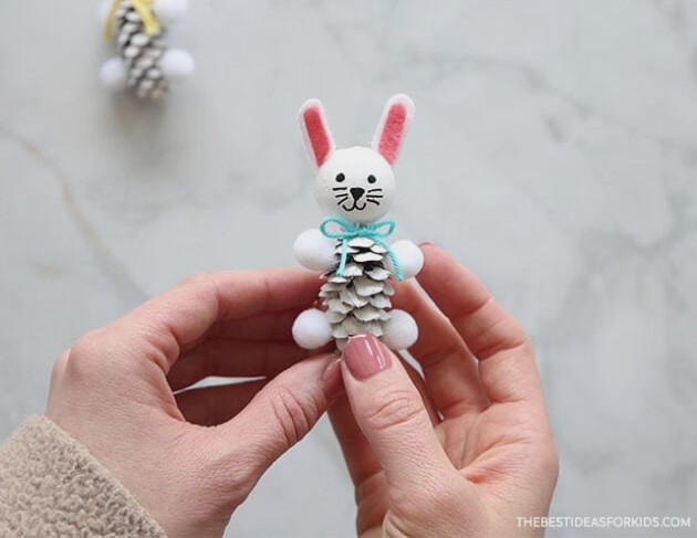 Pine Cone Easter Bunny Craft for Kids