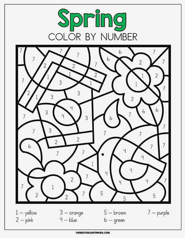 color by number spring sheet