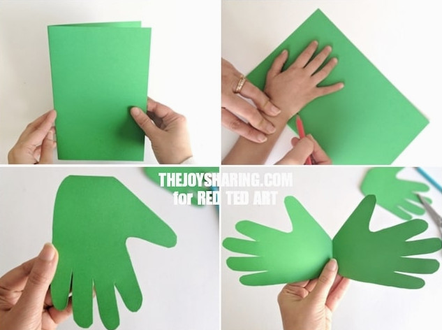 Green handprint card collage
