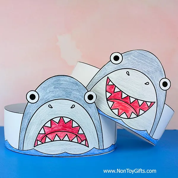 Fnn shark paper hat craft printable template
