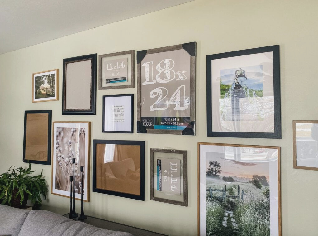 gallery wall with just frames