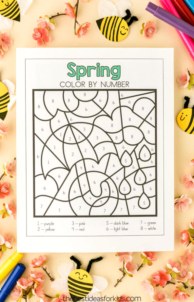 color by number spring pages