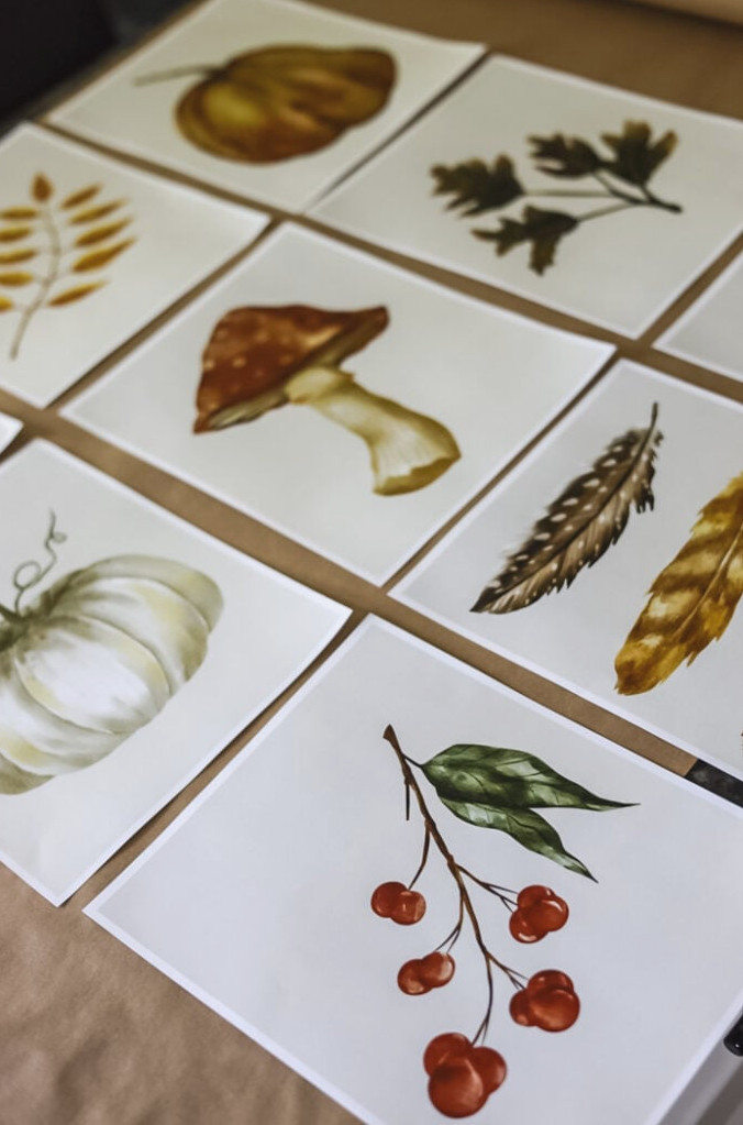 9 fall prints on counter