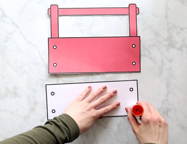 Add glue to bottom toolbox piece