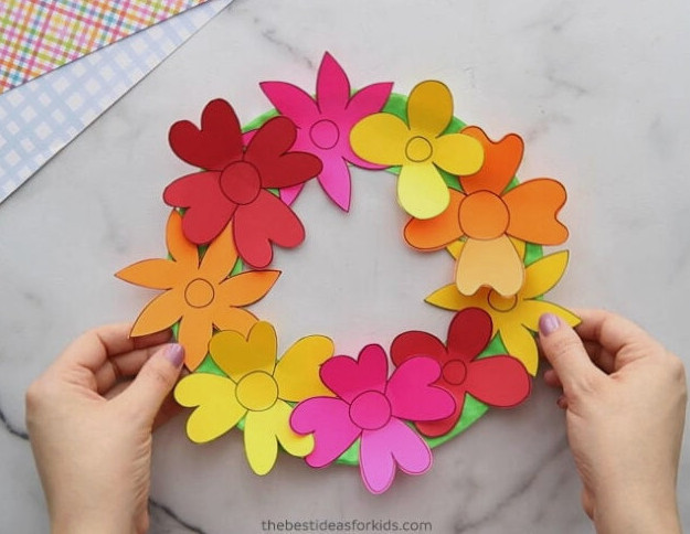Paper Flowers Attached to Wreath