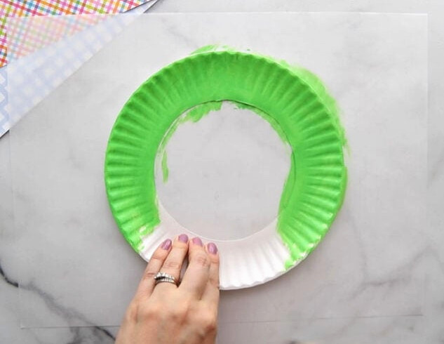 Green Painted Paper Plate