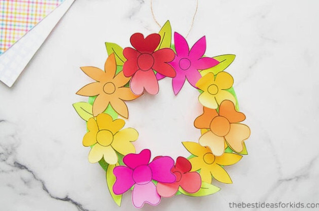 Printable Wreath Made with Paper Flowers
