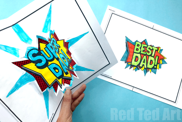 Pop Up Best Dad Card - Dad Pop Up Card Template. Free 3d Father's Day Card Printable. How to make a pop up card for Father's Day #fathersday #popup #3d #printable #bestdad #superdad