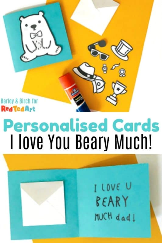 Personalised Father's Day Card collage featuring the Red Ted Art Teddy Bear.