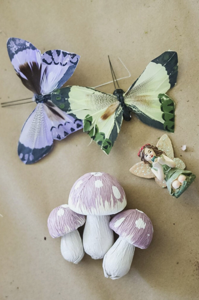 mushrooms, butterflies, fairy