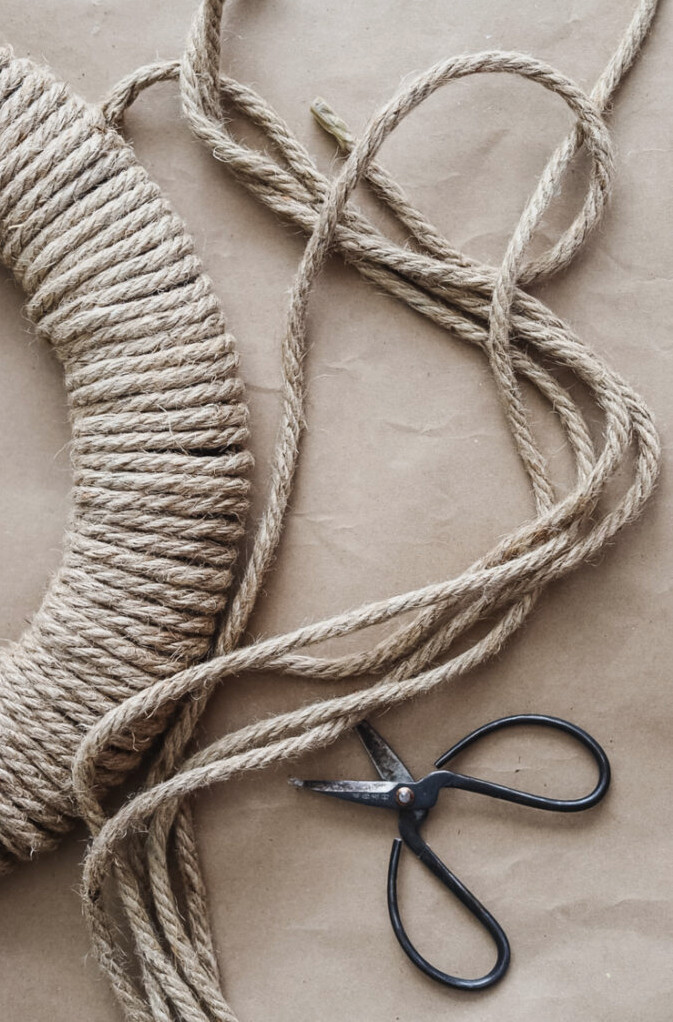 nautical rope and scissors next to a rope wreath