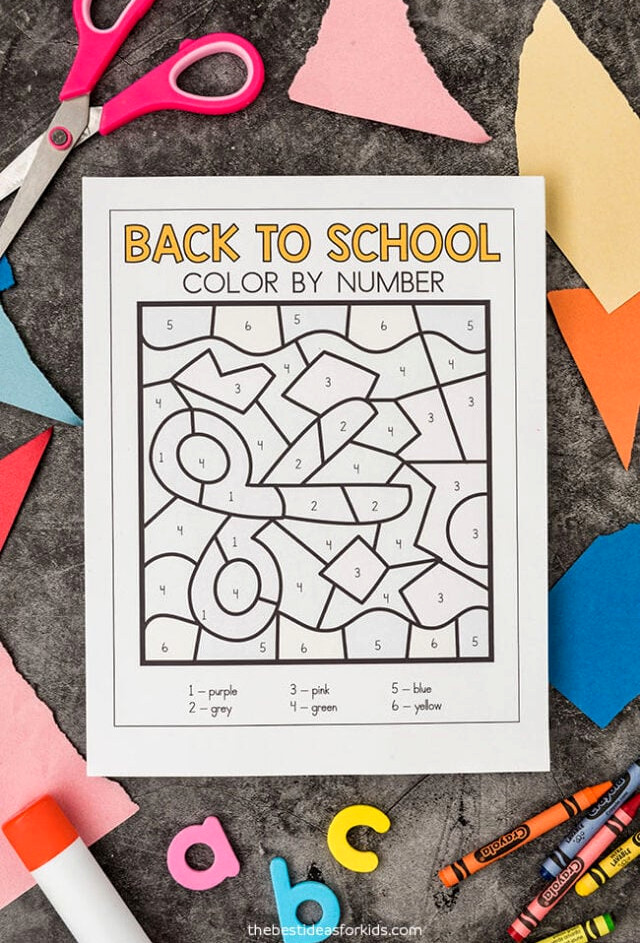back to school free color by number