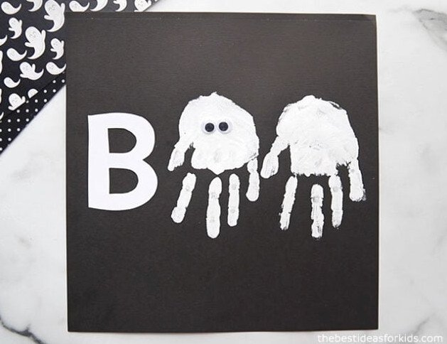 Place Googly Eyes on Ghost Handprint