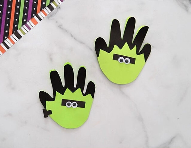 Attach paper bolts to Frankenstein's sides